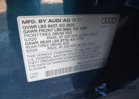 2018 Audi Q7 2.0T Premium z USA, uszkodzony, nr VIN WA1LHAF75JD026713